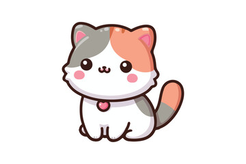 Cute cartoon black and white cat silhouette vector illustrator with white background 