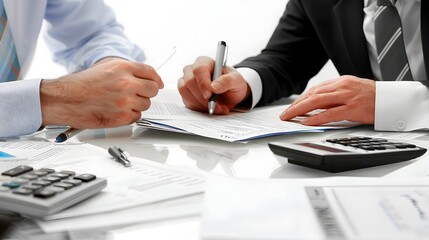 Naklejka premium Financial Advisor Discussing Plan with Clients on Isolated White Background