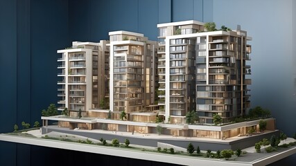 Illustrate a dynamic wide banner capturing the essence of a modern multifloor residential building housing project, emphasizing the construction site and off-plan real estate investment infrastructure