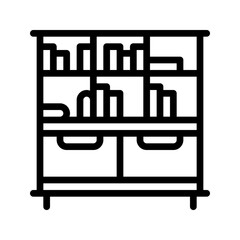 Fototapeta premium Bookshelf line icon. Student library cupboard. Can be used for websites, UI and mobile apps. Vector Illustrations.