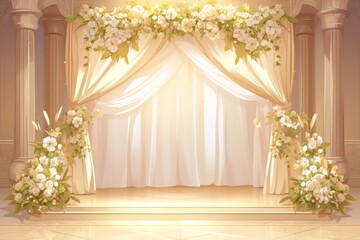 Wedding Ceremony Backdrop with White Flowers