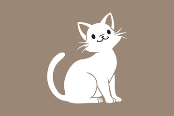 Cute cartoon black and white cat silhouette vector illustrator with white background 