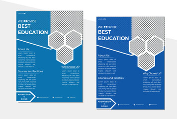 New template of education flyer with polygon shape 