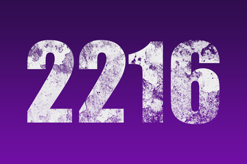 flat white grunge number of 2216 on purple background.	