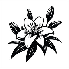 Serene Lily Outline Silhouette Lily Flower Line Art Design