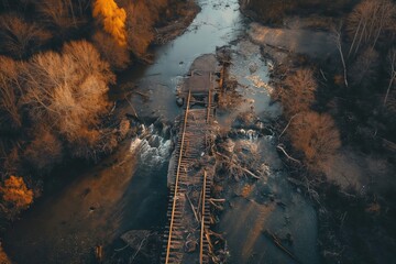 A bridge over a river with a wooden railing