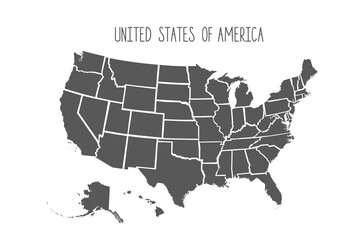 United States of America map with states isolated on a white background. Vector illustration.