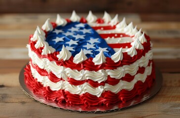 a round cake in the style of the american flag