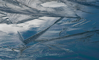 凍りつく池の表面