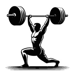 Man lifting barbell above his head