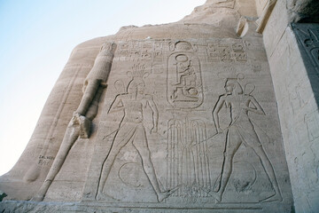 The Great Temple of Ramses II in the village of Abu Simbel