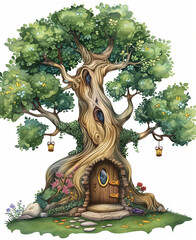 Fototapeta premium fantasy tree house isolated on white background