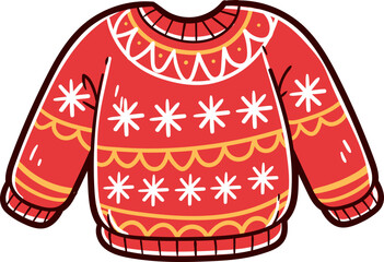 Ugly sweater, hand-drawn christmas sweater icon.
