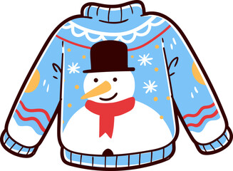 Ugly sweater, hand-drawn christmas sweater icon.