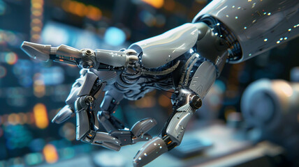 Fototapeta premium robat hand pointing a finger