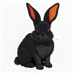 Obraz premium Adorable black and white rabbit in a cute Easter-themed illustration