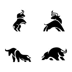 Bull Black logo icon design illustration template