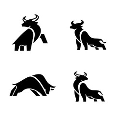 Bull Black logo icon design illustration template