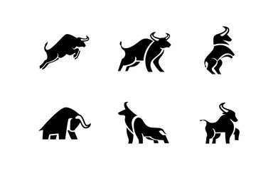 Bull Black logo icon design illustration template