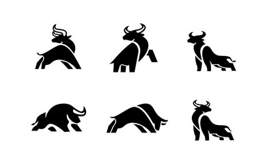 Bull Black logo icon design illustration template