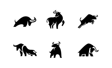 Bull Black logo icon design illustration template