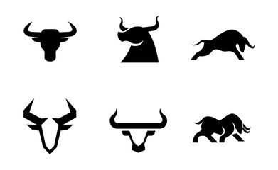 Bull Black logo icon design illustration template