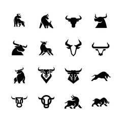 Bull Black logo icon design illustration template