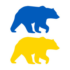 Bears with Ukrainian flag colors svg cut file. Isolated vector illustration.