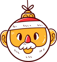 Decorative Christmas ball, hand-drawn christmas icon.