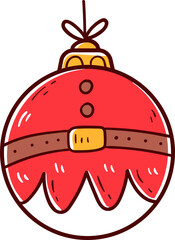 Decorative Christmas ball, hand-drawn christmas icon.