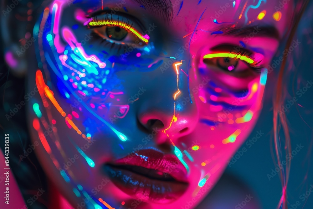 Poster Abstract composition with bright colors and blurred central area, creating an engaging texture