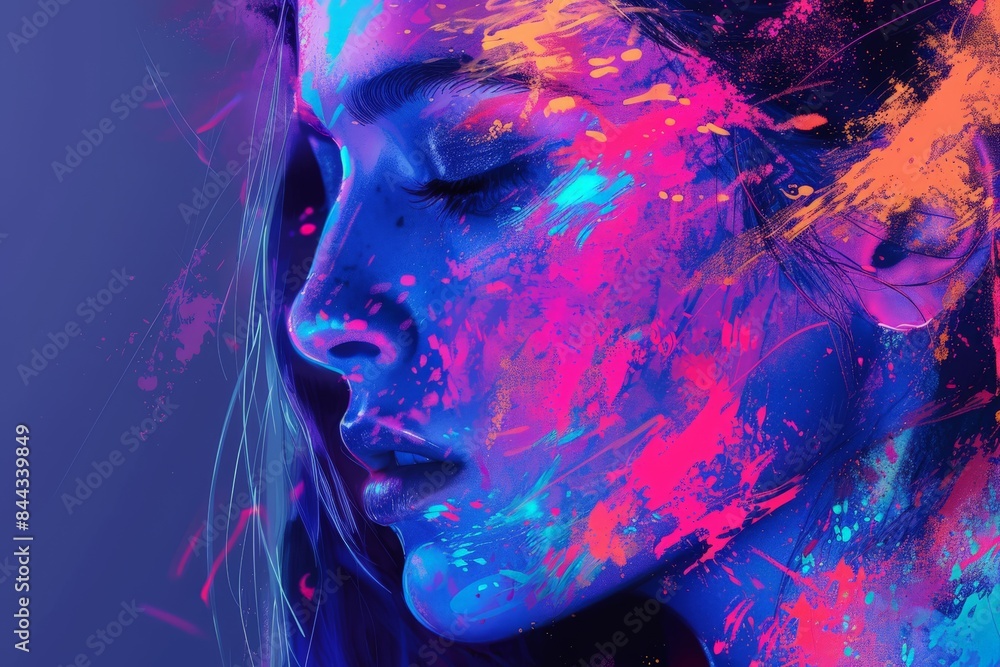 Poster Image with a vivid abstract pattern on the edges and a blurry central section in shades of purple