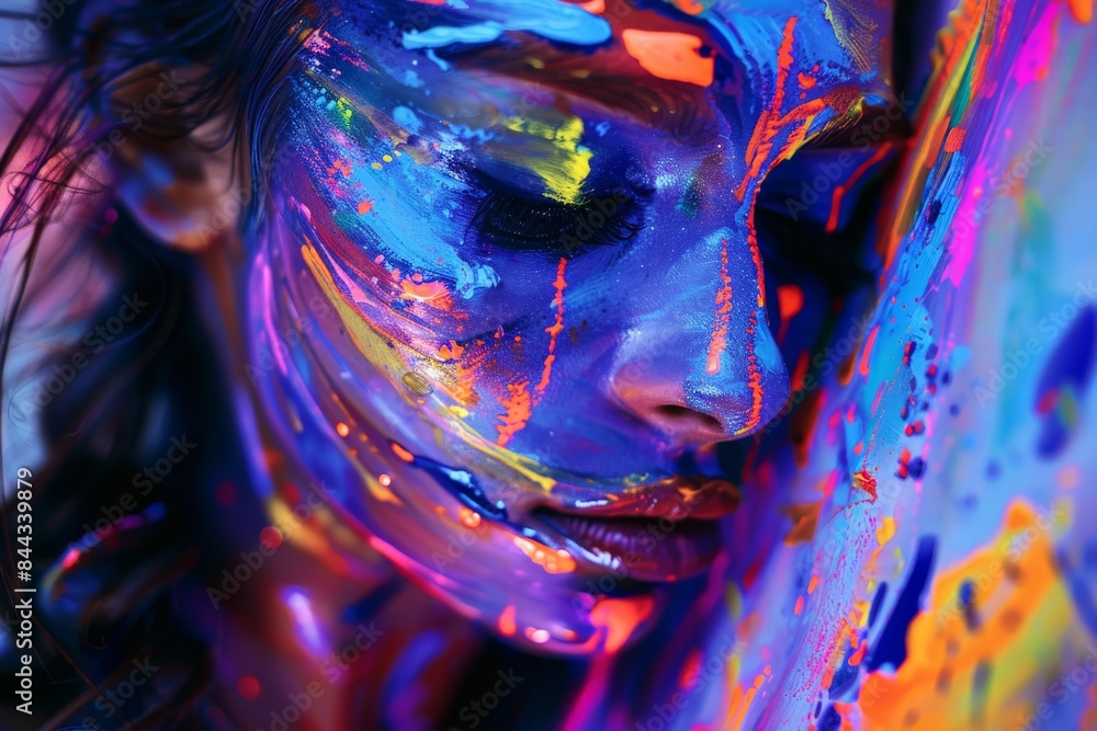 Aufkleber This image showcases an abstract and artistic blur of vivid colors with indistinct lines and shapes