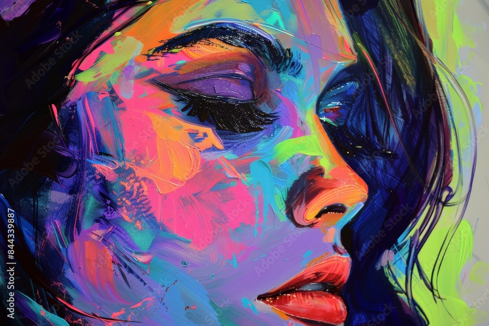 Poster A visually striking abstract with a blurred center and colorful brushstroke-like edges