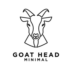Goat Head line logo icon design illustration