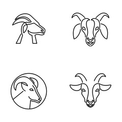 Goat Head line logo icon design illustration
