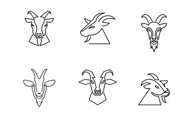 Goat Head line logo icon design illustration