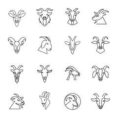 Goat Head line logo icon design illustration