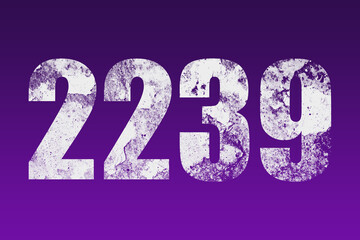 flat white grunge number of 2239 on purple background.	