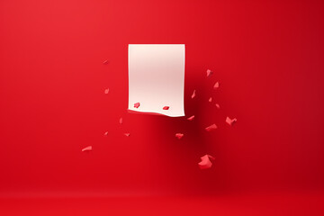 paper Note  with exclamation mark on red background