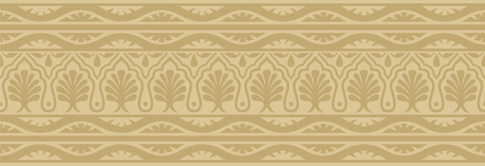Vector gold seamless national Indian ornament. endless border, ethnic hindu frame. Mumba