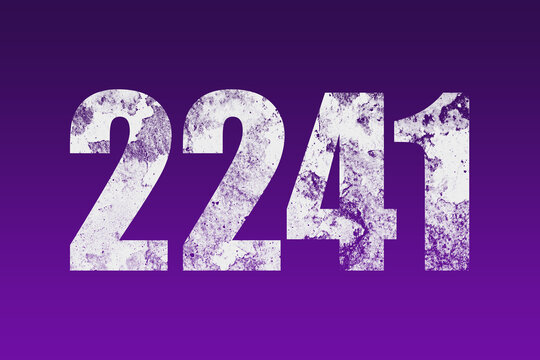 flat white grunge number of 2241 on purple background.	