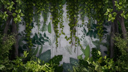 Backgrounds cement green ivy nature pattern plant textured wall
