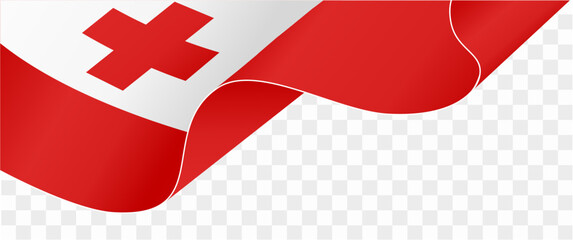 Tonga flag wave isolated on png or transparent background vector illustration. 