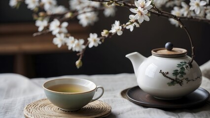 Fototapeta premium Zen in Every Sip: The Delight of Japanese Green Tea