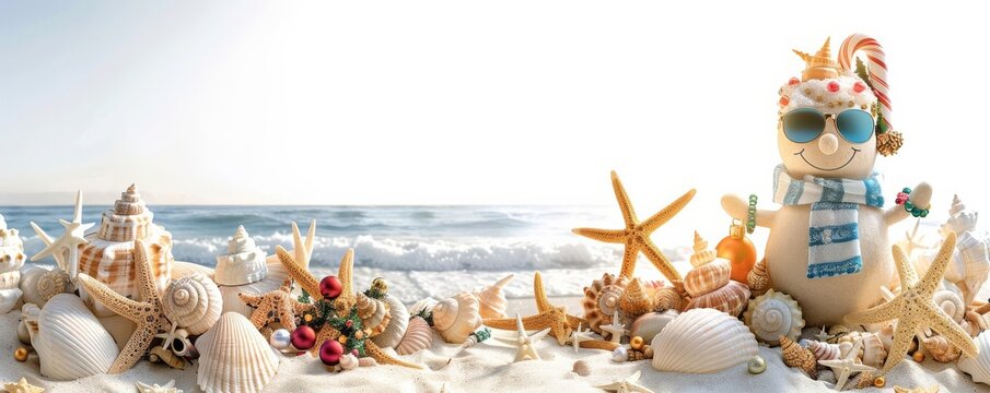 A creative sandman decorated with sunglasses