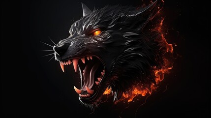 Wolf head werewolf halloween monster logo black 