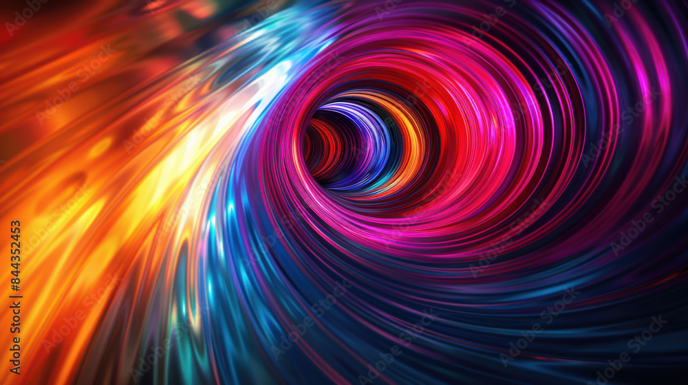 Poster a mesmerizing abstract digital swirl of vibrant, colorful streaks creating a dynamic, tunnel-like vi