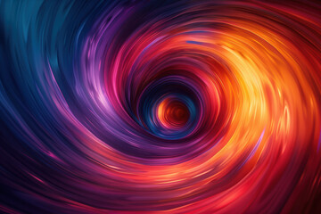 Vibrant abstract vortex with swirling colors like purple, red, and orange, creating a sense of motion and energy. Perfect for background or creative design.