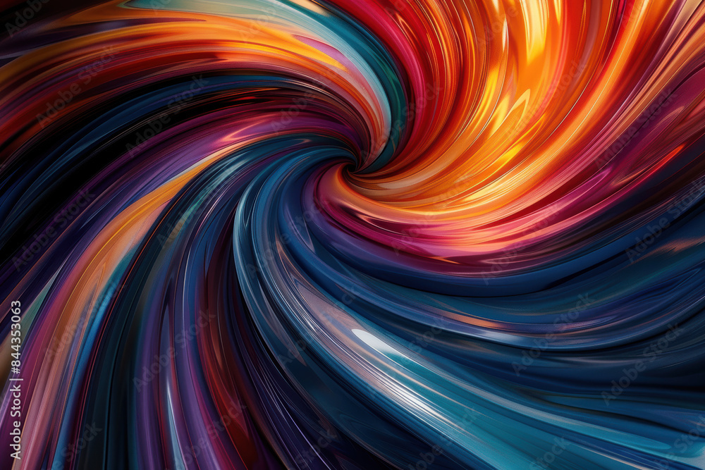 Poster abstract multicolored swirl pattern with vibrant reds, blues, and yellows creating a dynamic and ene